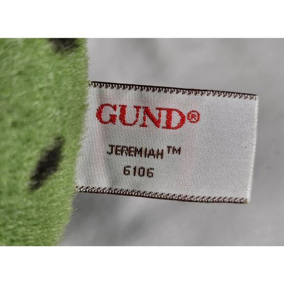 GUND VINTAGE 80's GREEN JEREMIAH "SITTING BULLFROG PLUSH" TOY CROAKING RATTLE 8" - Picture 8 of 9